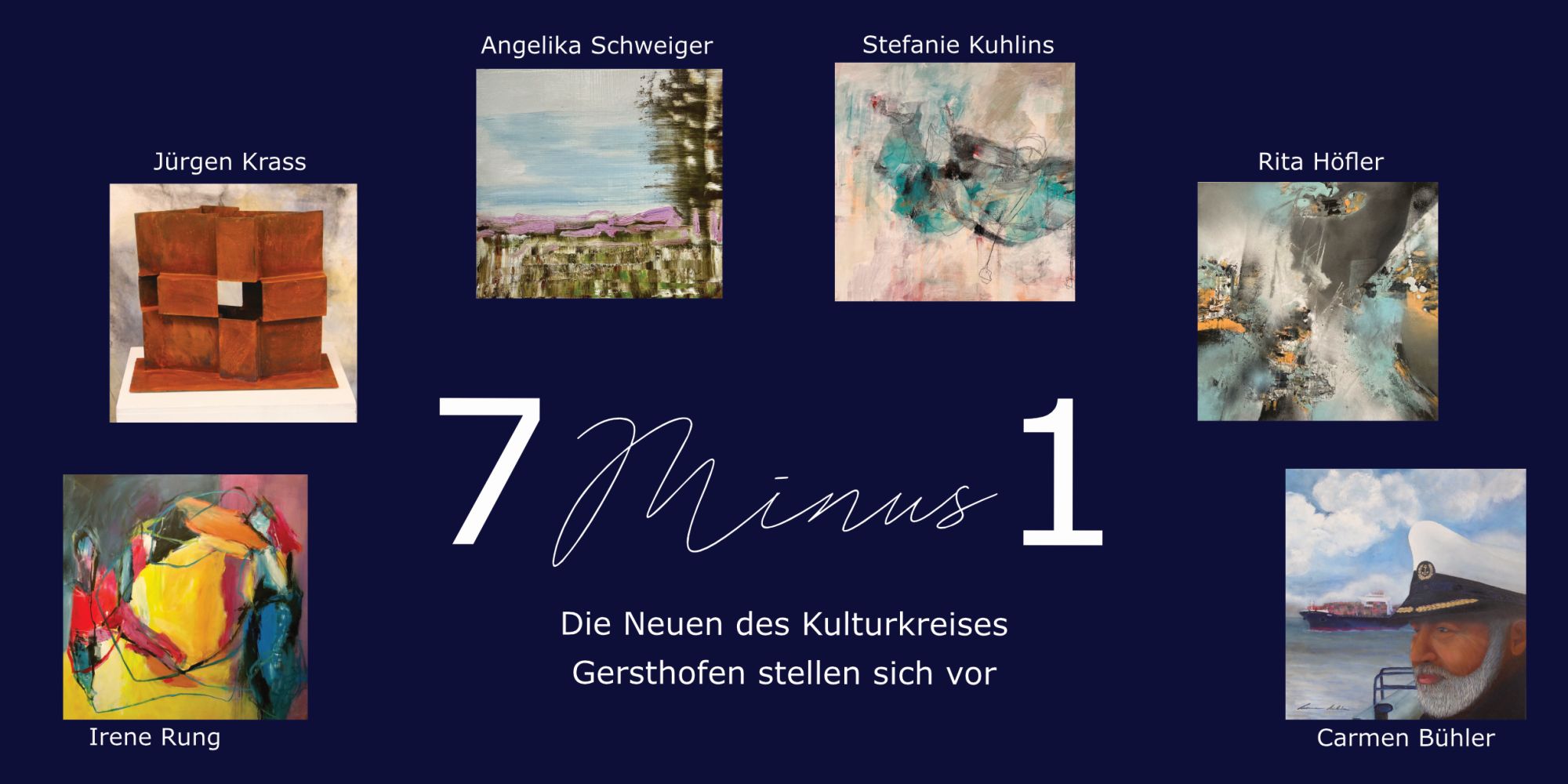 7 minus 1: Die neuen Mitglieder des Kulturkreises präsentieren sich in einer gemeinsamen Ausstellung im Rathaus Gersthofen.