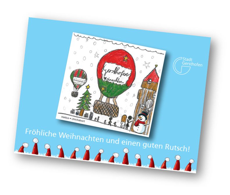 Malwettbewerb für die städtische Weihnachtskarte 2025 von Gersthofen in Horten und Mittagsbetreuungen der Ballonstadt.